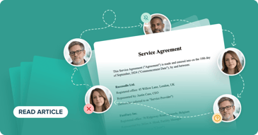 Service agreement connected to several stakeholders, showing unclear contract ownership and fragmented contract management processes.